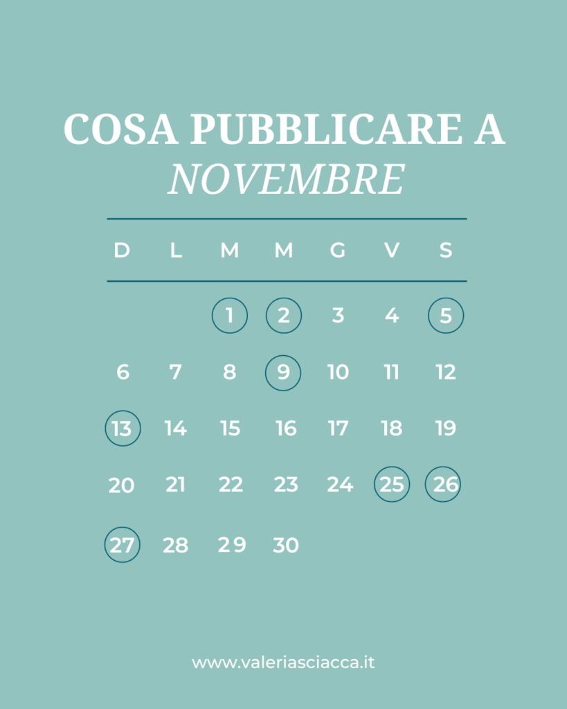 cosa pubblicare a novembre su instagram