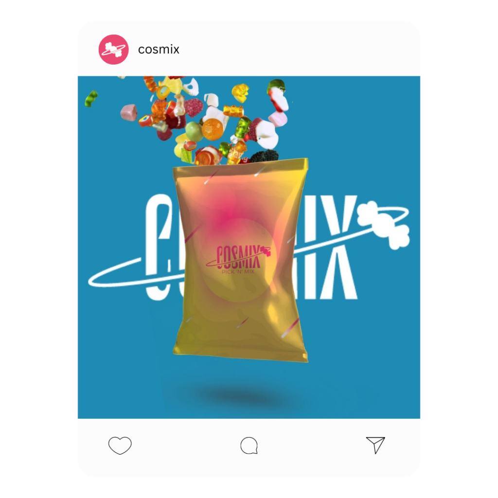 instagram per negozio di caramello post instagam colorato